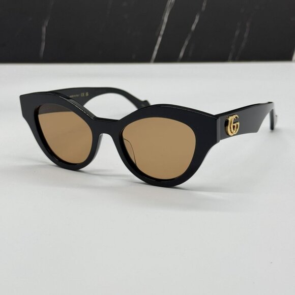 NEW GUCCI SUNGLASSES GG0957S 003 WOMEN BLACK ROUND EYEWEAR - Picture 4 of 12